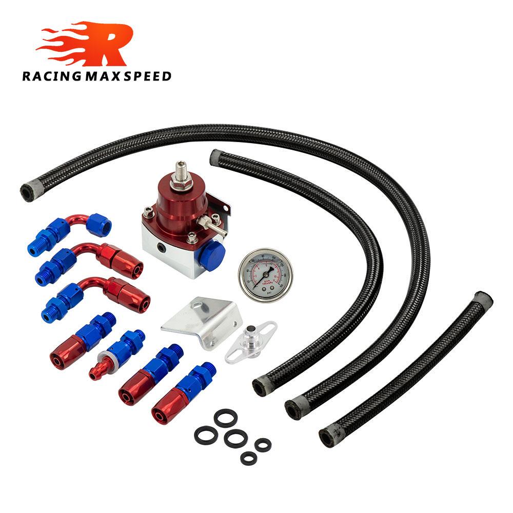 Universal Adjustable Fuel Pressure Regulator Oil 160psi 100psi Gauge AN6 AN 6 Fuel Pressure Regulator Kit Fitting End Colourful