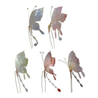 Tassels Hair Accessory with Luxurious Embellishment Elegant Butterfly Shape Hairpin Fashion Hair Stick