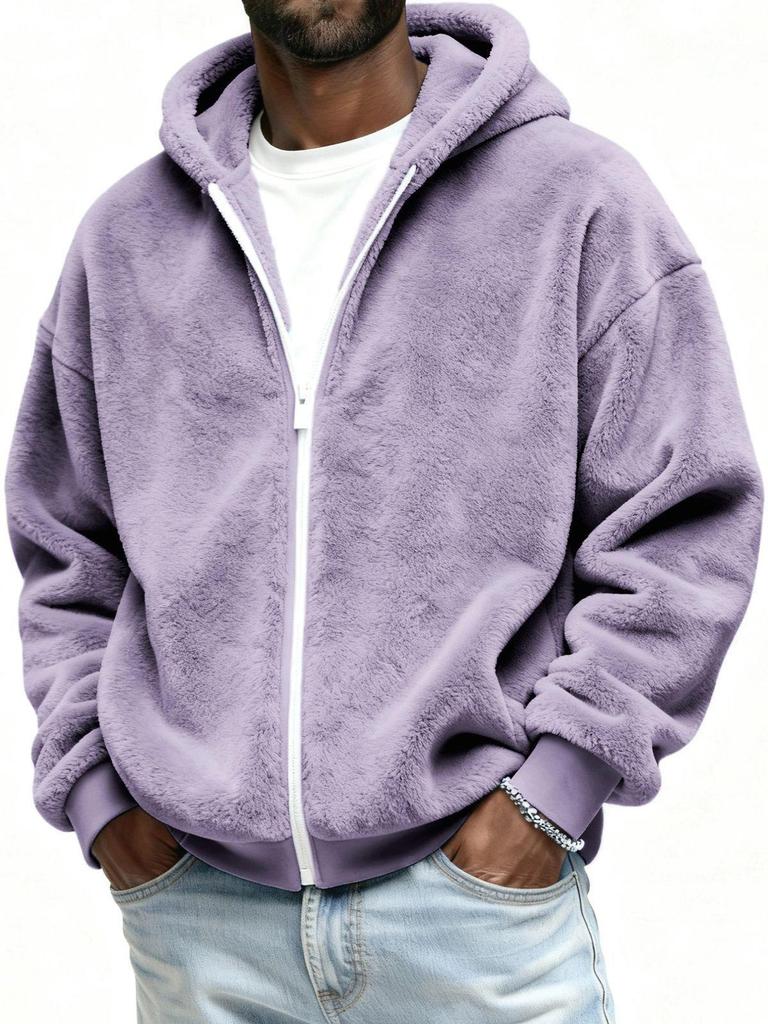 Herren Plüsch Kapuzen Reißverschluss Strickjacke Hoodie Herbst 2025