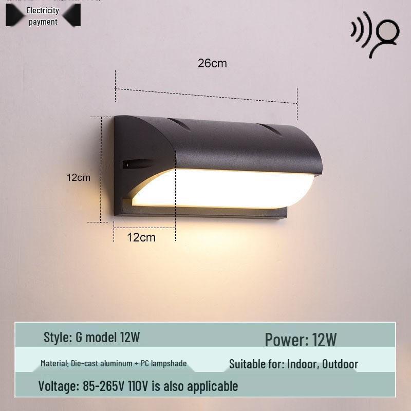 Waterproof Minimalist LED Wall Light with Smart Sensor for Outdoor Use