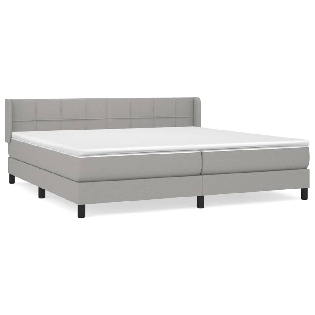 Box Spring Bed with Mattress Light Grey 200x200 cm Fabric