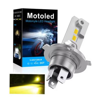 Super jasný H4 LED svetlomet pre motocykle Žltá žiarovka pre motocykle Prepínanie Hi/Lo Bez ventilátora