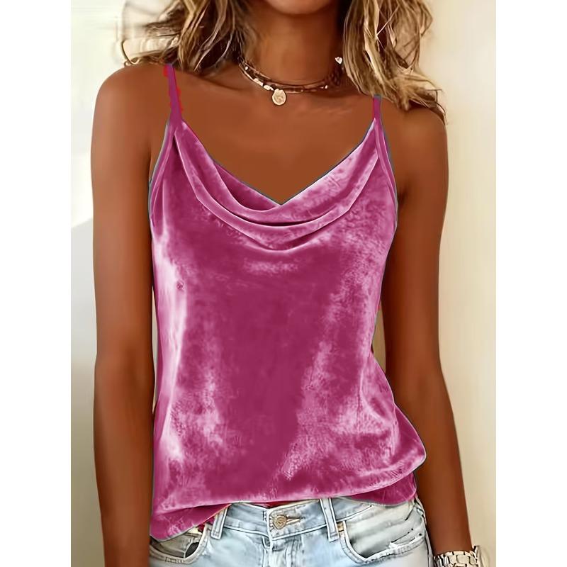 JPNTKY Women's Fashion Casual Solid Color Print Sleeveless V-Neck Blouses & Shirts