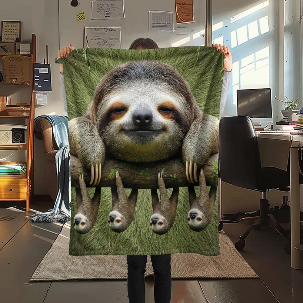 

1Pc Fox and Sloth Print Flannel Blanket, High quality Comfortable for All Seasons, Home Decor, Warmth and Comfort, Perfect for Gifts 80cm x 120cm