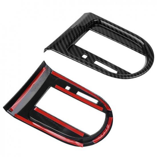 Interior Gear Shift Frame Cover Trim Panel For Ford Mustang 2015+ Carbon Fiber