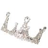 Barokowa korona ślubna tiara retro pełna okrągła korona srebrna korona z kryształkami akcesoria ślubne włosy