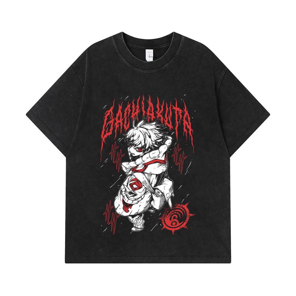 275 GSM Washed T-shirts 100% Cotton Gachiakuta V2 Rudo Print Unisex Heavy Cotton T Shirt