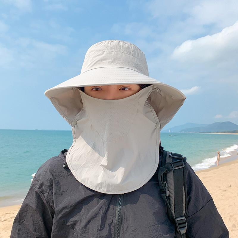 Summer Face Shield Cap With Breathable Nylon Material For Mens Outdoor Activities светло-серый