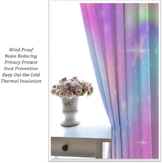 Rainbow Curtain Colorful Tie Dye Pastel Curtains Room Decor for Children Girls Room Living Room Bedroom Blackout Rod Pocket Printed Window Drapes 2