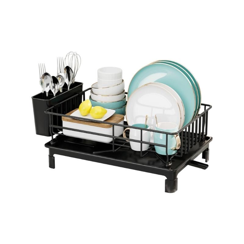 

Modern White Iron Dish Infant safe Countertop Highlighting Removable Addition Basket and Efficient Drain Answer 38x26x15cm чорний