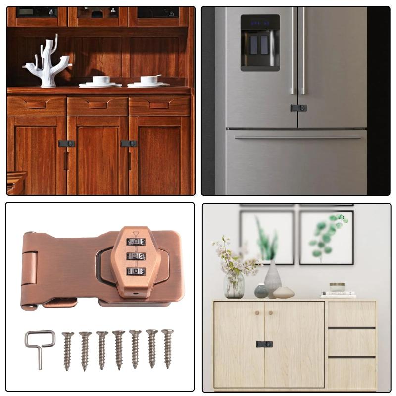 Cabinet Password Lock Drawer Lock 3-Digit Combination Password Lock Security Door Bolt Anti-Theft Household Cabinet Hardware