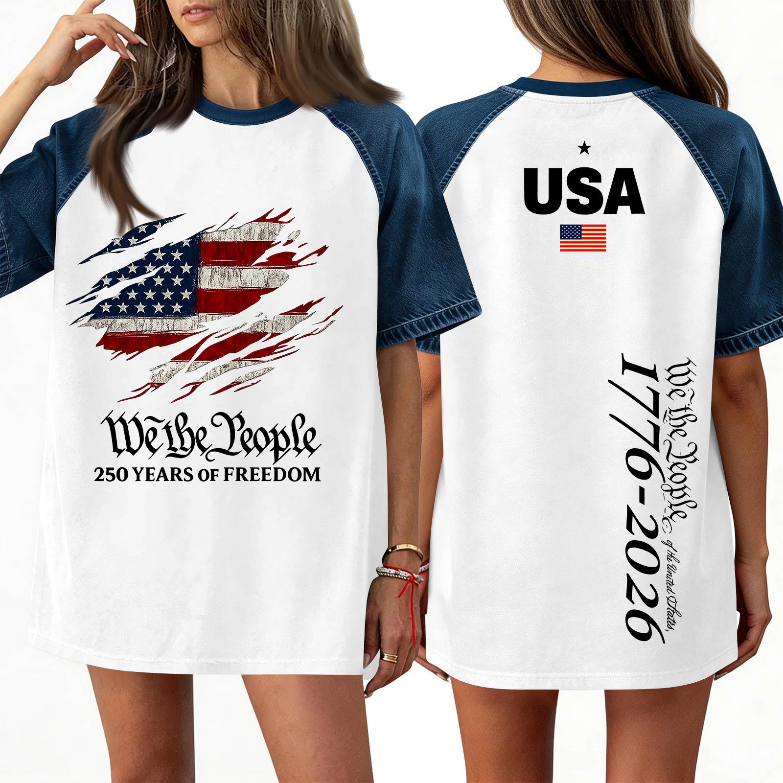 

Women s Denim Patchwork Top, Casual Short-sleeved Comfortable T-shirt, Fashionable For Spring And Summer. XL білий