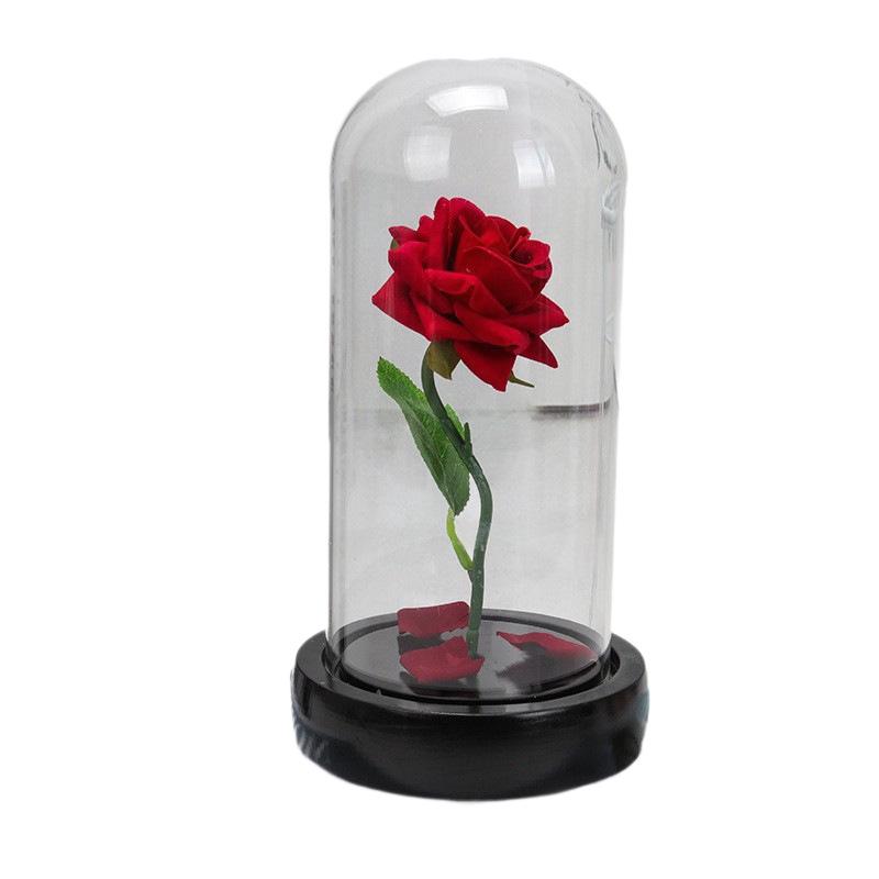 Eternal Flannel Rose Glass Cover Ornament Valentine's Day Gift Creative Ornament Simulation Flower Lampshade Ornament