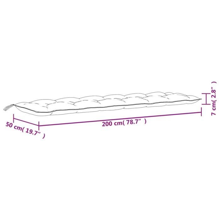 VidaXL Coussins de banc de jardin lot de 2 turquoise 200x50x7 cm tissu 361753