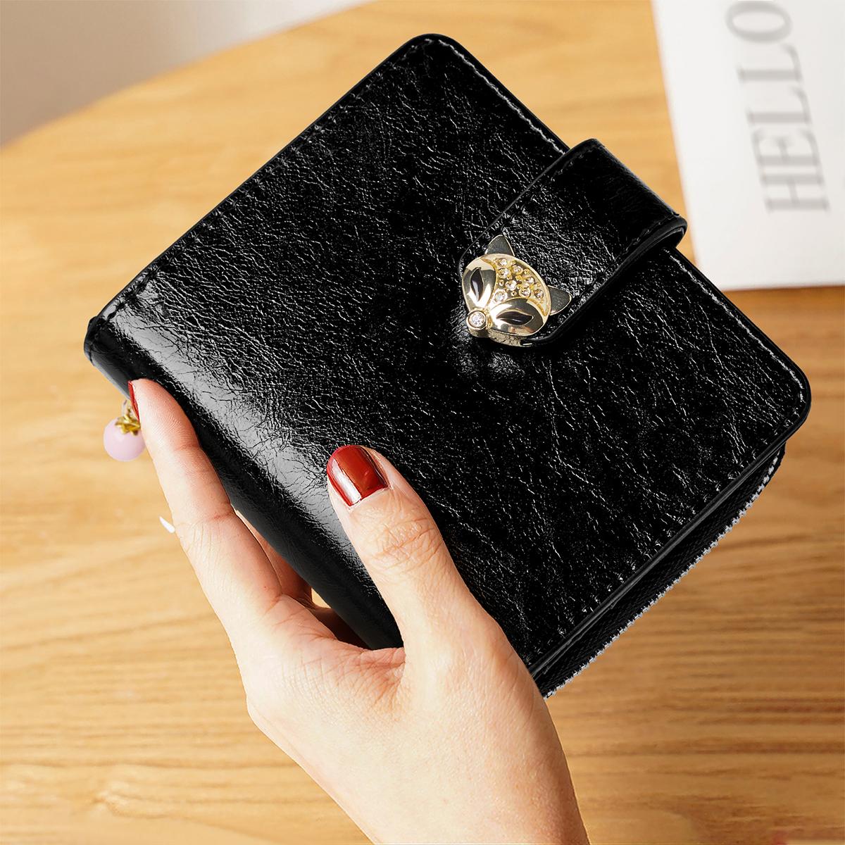 

FOXER Card Holder High Quality PU Leather Female Wallet Designer Coin Purse Lady Zipper Wallet Cute Short Wallets With Pendant