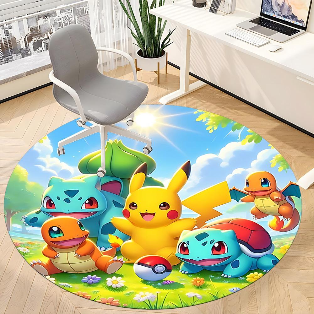 1pc Pokémon Characters Office Round Area Rug, Under Office Chairs Bedroom Living Room Home Decor  A1016283