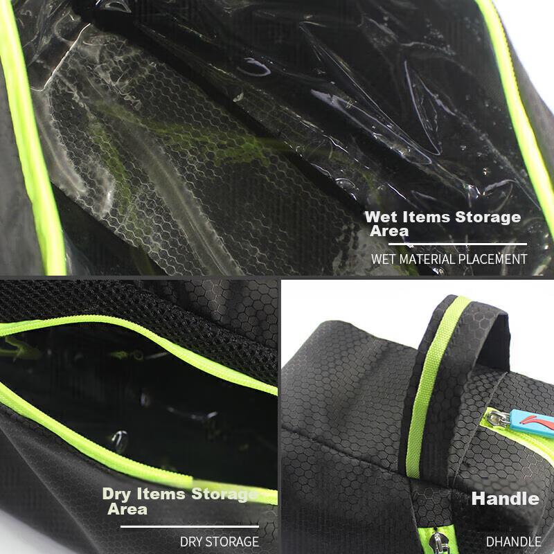 LI-NING Dry-Wet Separation Swim Bag, Waterproof Storage Bag, Black