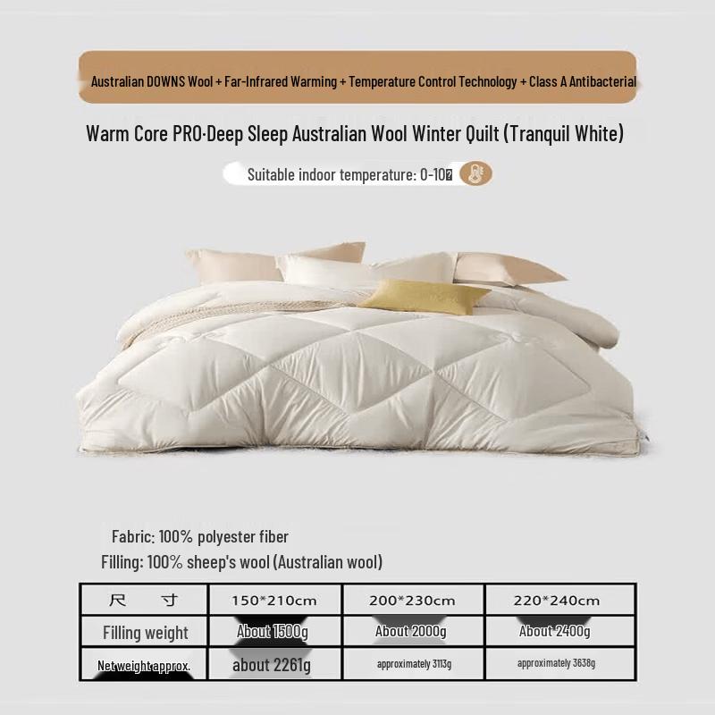 Mercury Home Textiles Deep Sleep Australian Wool Quilt 150x210cm
