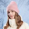 Winter Fur Ball Pearl Pullover Cap Women Outdoor Coldproof Hat Velvet Warm Ear Protection Knitted Wool Cap