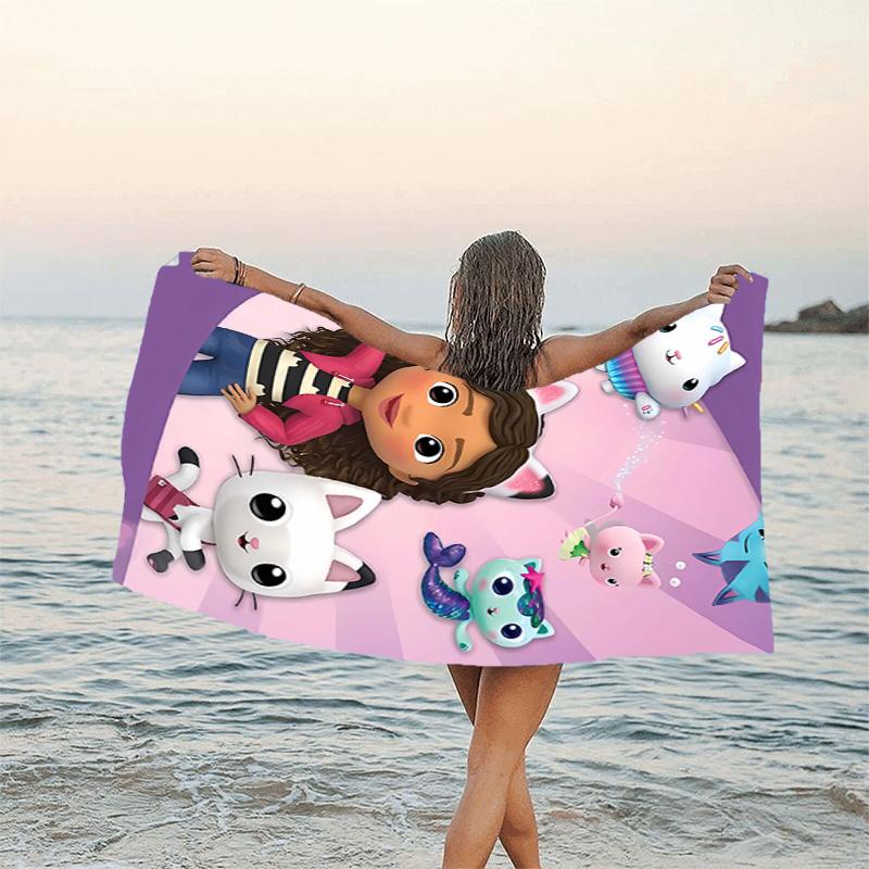 1pc Gaby's Bubble House2 Beach Towel, Beach and Seaside Swimming Pool Equipment, Fashion Pattern, Rectangular, Travel Essentials