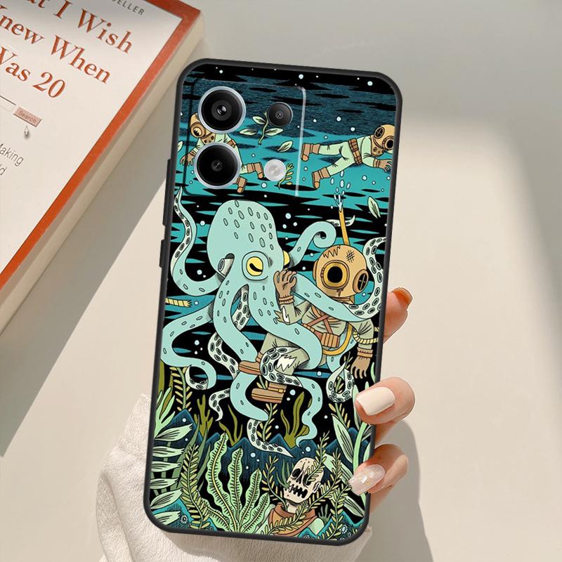 Octopus Ocean Aesthetic Funda For Xiaomi Redmi Note 14 13 10 11 12 Pro 11S 12S Case For Redmi 15 14C 12C 10C 13C 15C