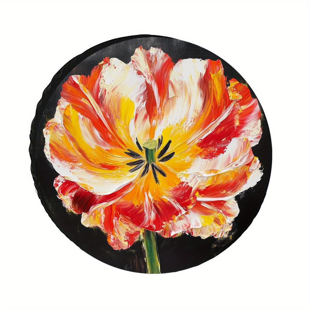 The Colorful Flower Thick Paint Tire Cover Features Eye-Catching Artistic Strokes, Is Durable And Easy to Install, Making It a Top Choice for Outdoor