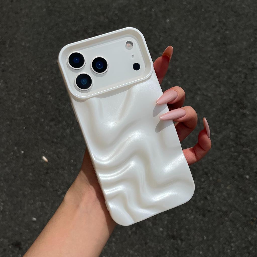 Pearl white water ripple for iPhone17Pro max mobile phone case Apple 17 soft case 14/15