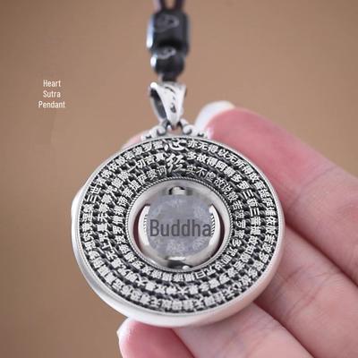 Chiba Thai Silber Drehbarer Lotus Mantra Anhänger - Antiker Stil für Damen und Herren