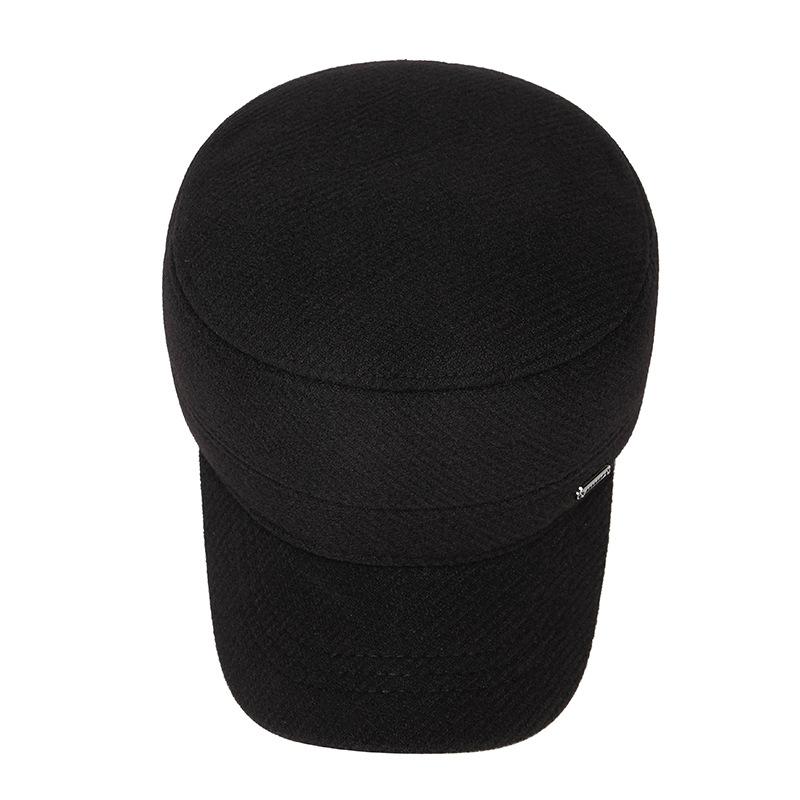 Zimní vlněná teplá bavlněná čepice pro středního věku a starší cyklisty, větruodolná, s ochranou uší, plochá čepice, venkovní