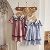 2026 Summer Girls' Princess Dress: French Embroidery with Lace Puff Sleeves and Doll Collar