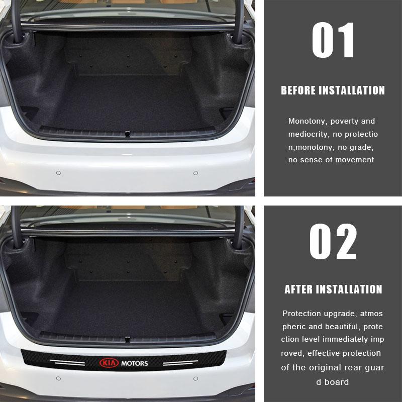 1tk Mood Auto Süsinikkiust Läve Kaitsekile Kriimustusvastane Veekindel Auto Kleebised Tagumise Kaitseraua Kaitse KIA carnival Tarvikutele