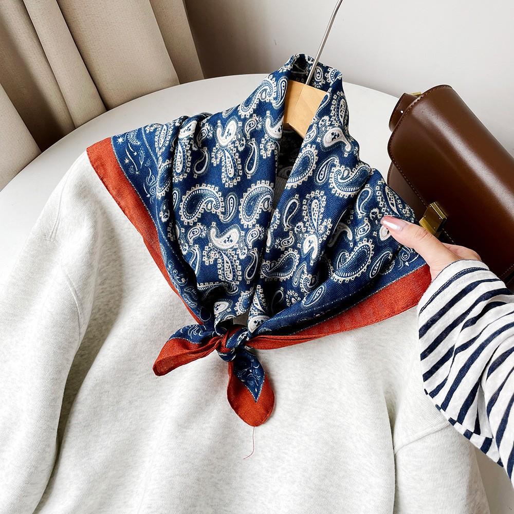 Old money wind cashew nut flower herringbone silk scarf square scarf with shirt shawl scarf versatile high-end scarf