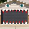 Horror Party Scene Props Halloween Demon Mouth Wall Decal, Scary Beast Teeth Eyes Garage Door Indoor Outdoor Festival Supplies Sticker for Yard