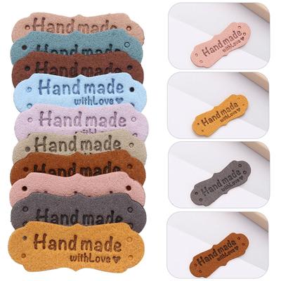 20PCS Handmade Sewing Accessories PU Leather Clothes Tags Label Hand Made With Love Garment Labels