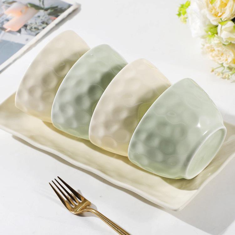 10-Piece Ceramic Bowl Set: 4.75" Rice, Soup, Noodle, Fruit Bowls - Simple Solid Colors