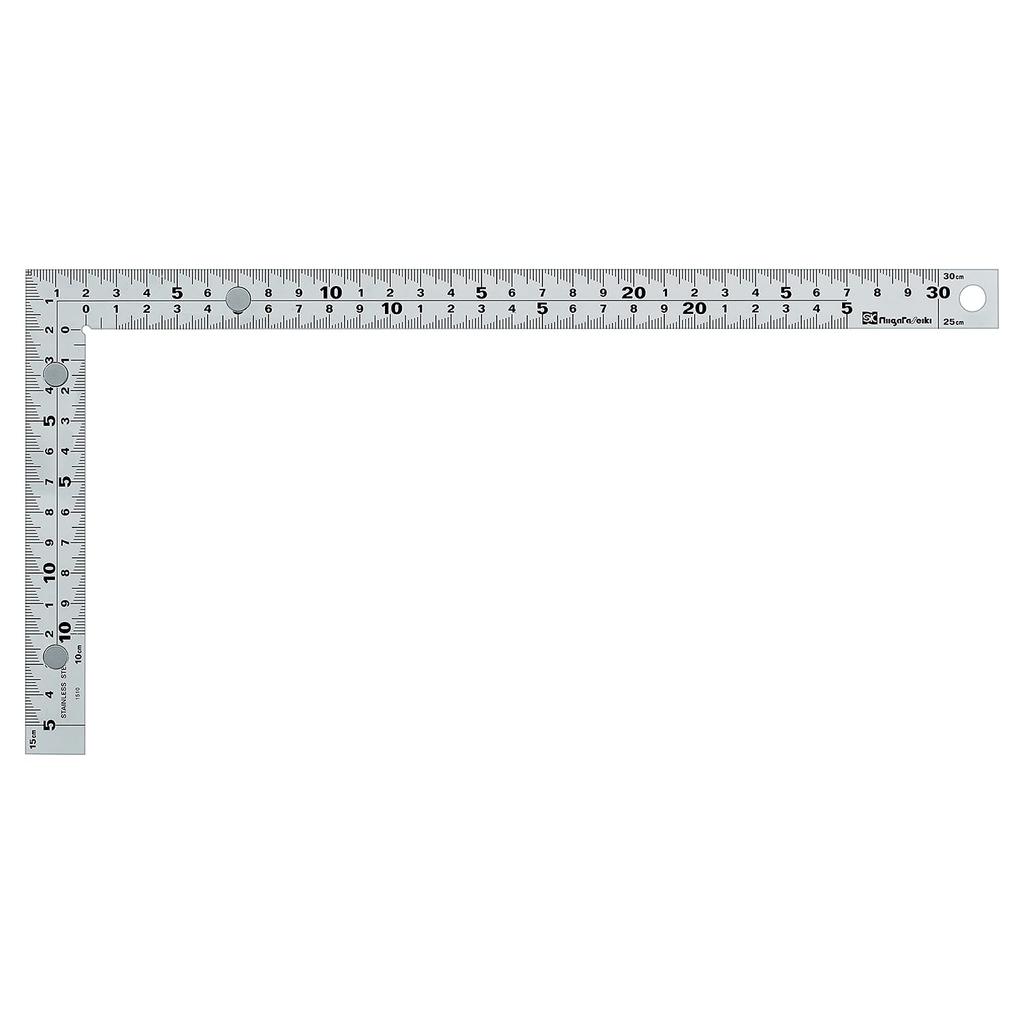 Niigata Seiki SK Made in Japan Silver Carpenter Ruler, Tobi Style, Easy Graduations, Thick Wide Width with Magnet, 30cm Square Thickness, MT-30CMGKD