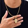 The Hand of Fatima Zircon Necklace for Men,Gold Color Evil Eye Stainless Steel Pendant,Turkish Jewelry Gift