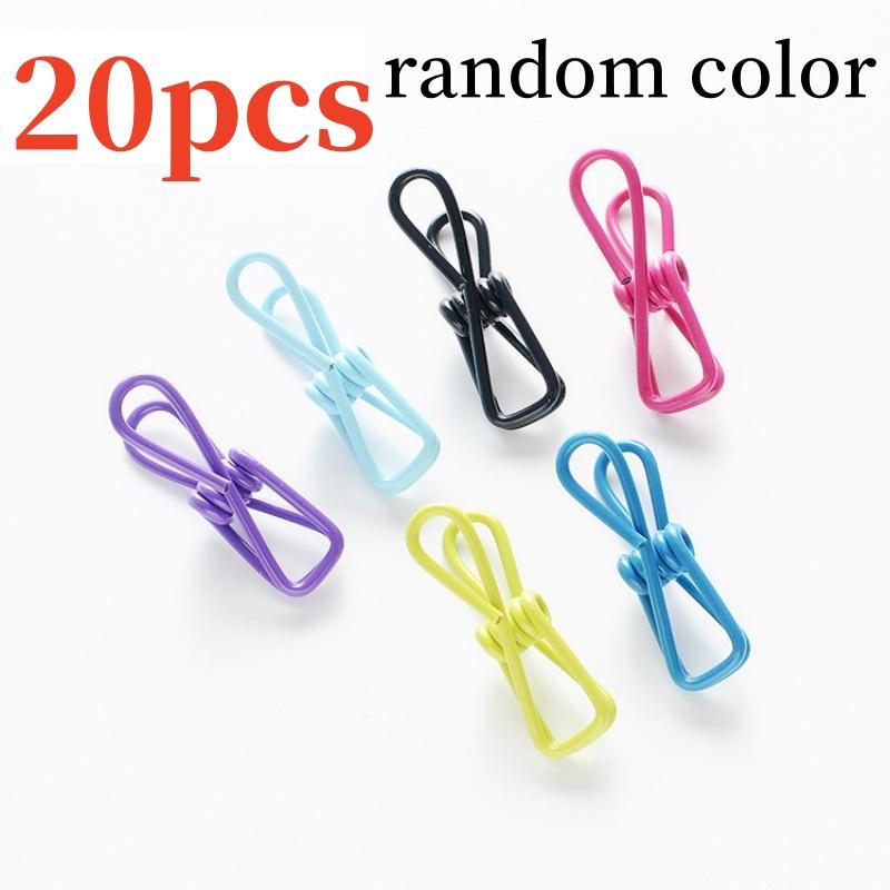 10-20pcs Multi-Purpose Metal Clips Colorful PVC-Coated Clothespins Food Snack Seal Sealing Storage Clamp Household Supplies
