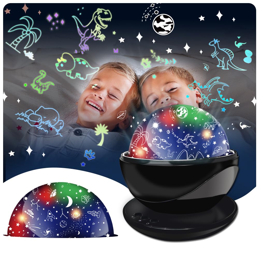 Night Light for Kids Dinosaur Room Decor for Boys LED Galaxy Projector Rotation Night Lamp Projector Sky Lights Christmas Gifts