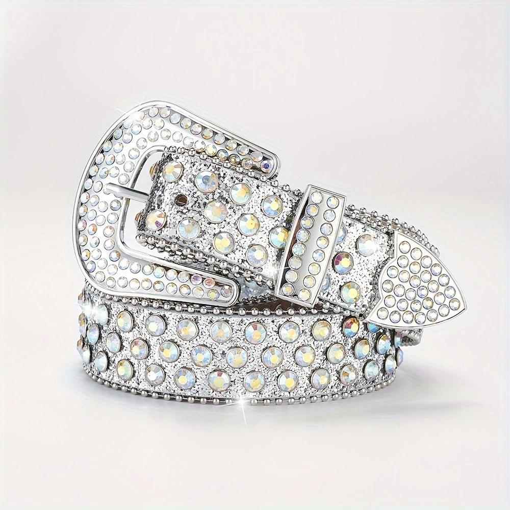 

Пояс Punk Wind Water Diamond с модным поясом Diamond для мужчин, модный мужской пояс Glass Diamond Black Wide 120cm*3.8cm