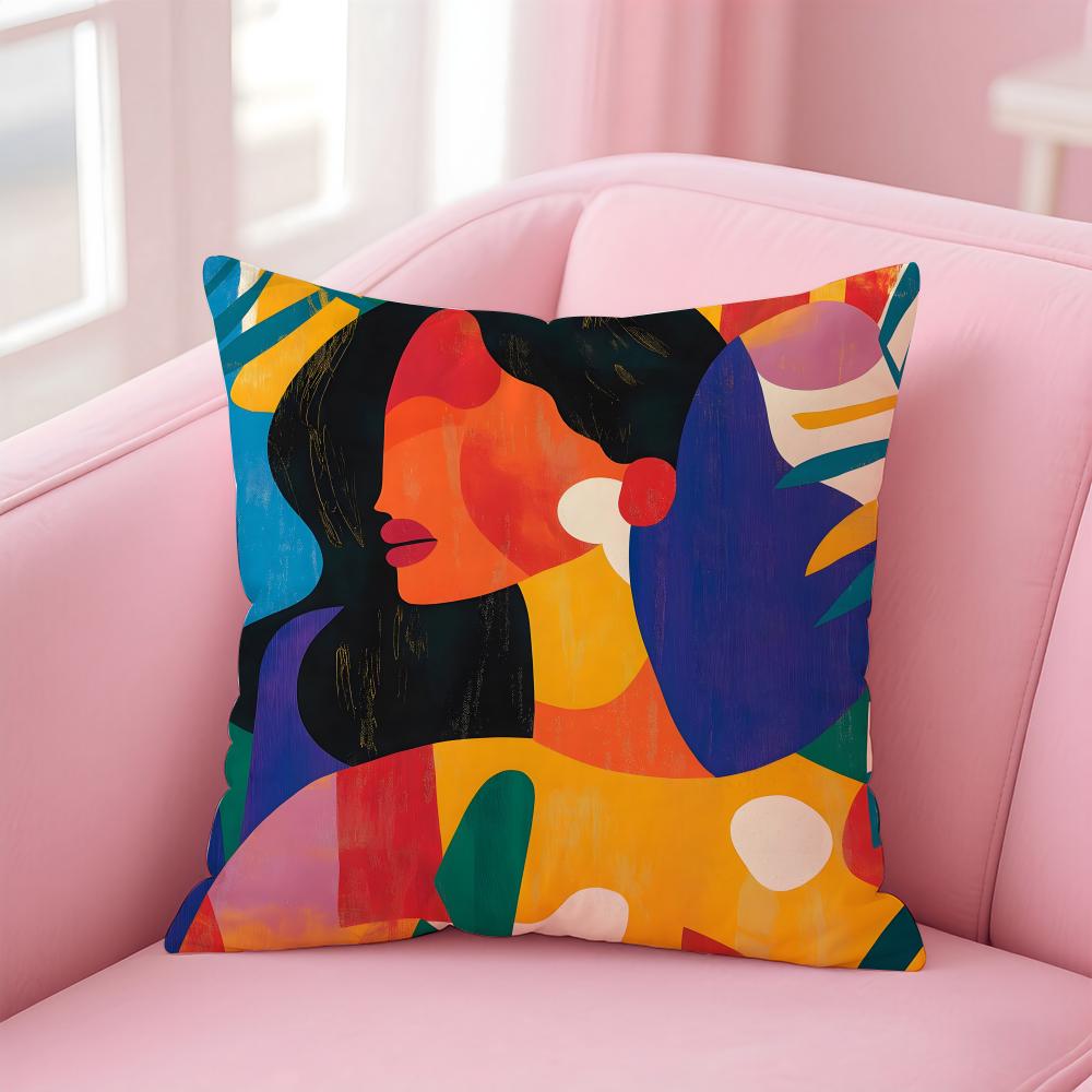 GGeometric Abstract Art Cushion Cover Pillow Case Soft Friendly Fabric  Concealed Zipper