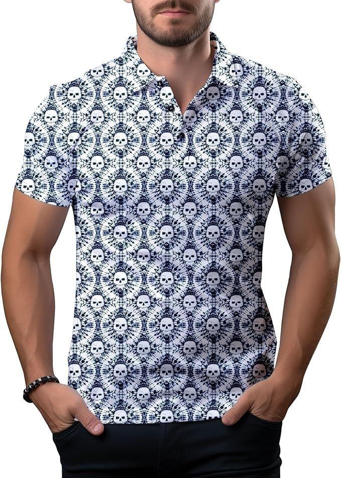 Dinosaur Print Short Sleeve Polo, Stylish Casual Top for Everyday Wear