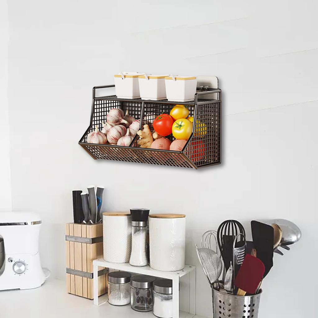 Optional Hanging Storage Basket Kitchen Fruit Vegetable Plates Dishes Tray Grocery Holder Kitchen Shelf Easy to Install