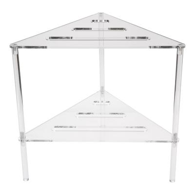 Acrylic Corner Shower Caddy 2 Tier Floor Standing Hollowed Corner Shelf Organizer for Bathroom