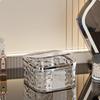 Desktop Trash Bin Translucent Can Hinged Lid Small Waste for Washroom Press