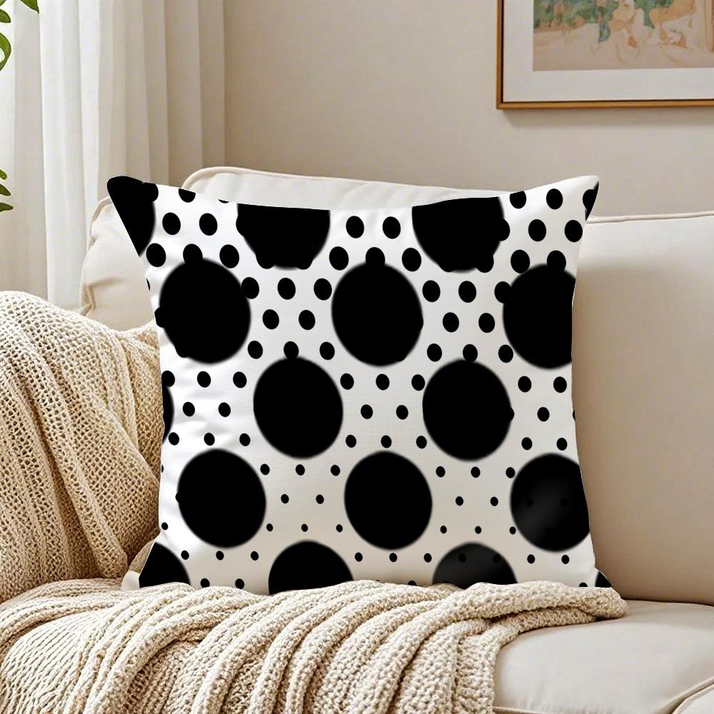 Ink Wash Bowknot Polka Dot Pillow Chinese Retro Cushion Cover Pillowcase Anti-Dustmite Living Room Sofa Decor Cushion Room