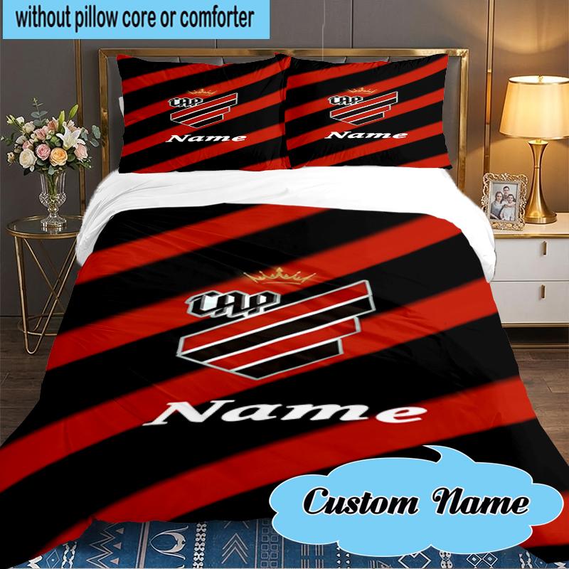 Custom Name Cap Logo Design Bedding Set 3pcs, Bedding Set Including 1pc Duvet Cover And 2pcs Pillowcases for Bedroom, Dormitory Gift