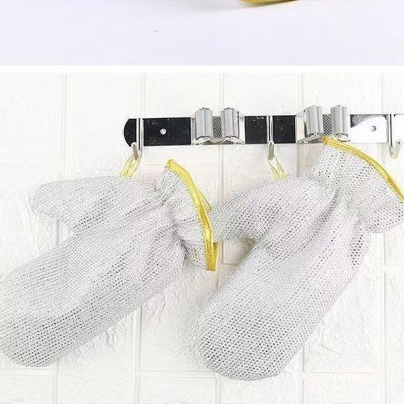 Multi Functional Thickened Waterproof Non Greasy and Heat-resistant Household Cleaning Cloth Wire Dishwashing Gloves
