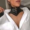 Goth Punk Faux Leather Necklace Adjustable O Ring Bows Tie Necklace Vintage Goth Punk Style Choker for Parties
