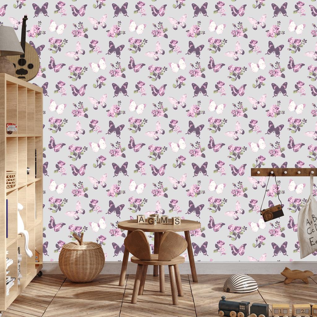 Wallpaper Butterflies Roses Flowers and Nature for Living Room and Bedroom 50x1000